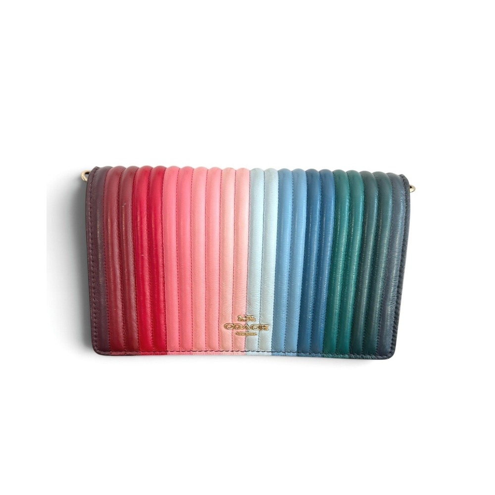 Coach Hayden 88694 Ombré Rainbow Quilted Leather Crossbody Clutch